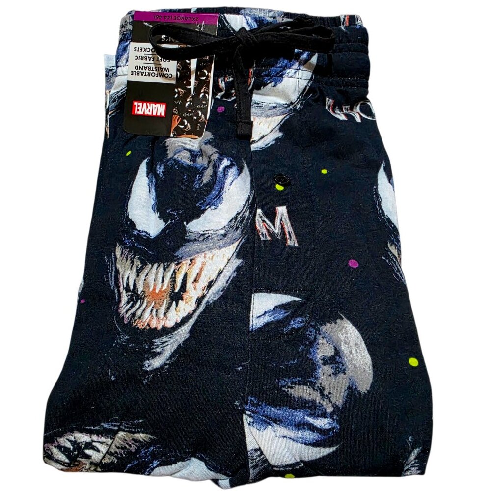 Marvel Venom Graphic Sleep Pant Men's Size 2XL (44-46) Elasticized Waist Black